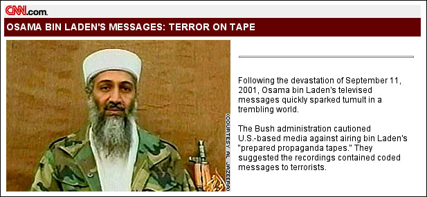 to hearing Osama Bin Laden. hear from Osama binLaden#39;s
